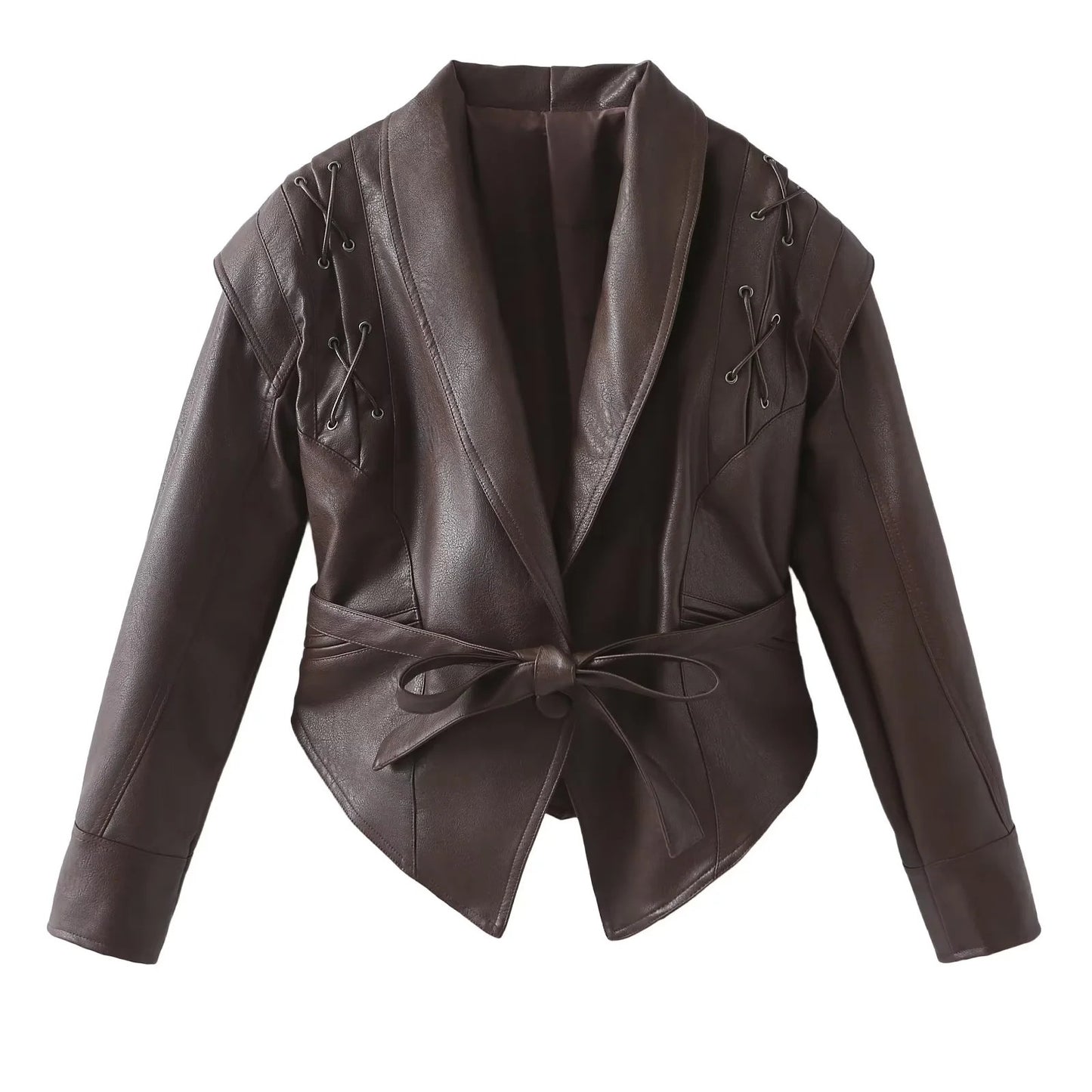 Women's Retro Imitation Leather Jacket Coat