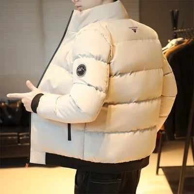 Men's Leisure Warm Windproof Zipped Stand Collar Winter Cotton-padded Jacket