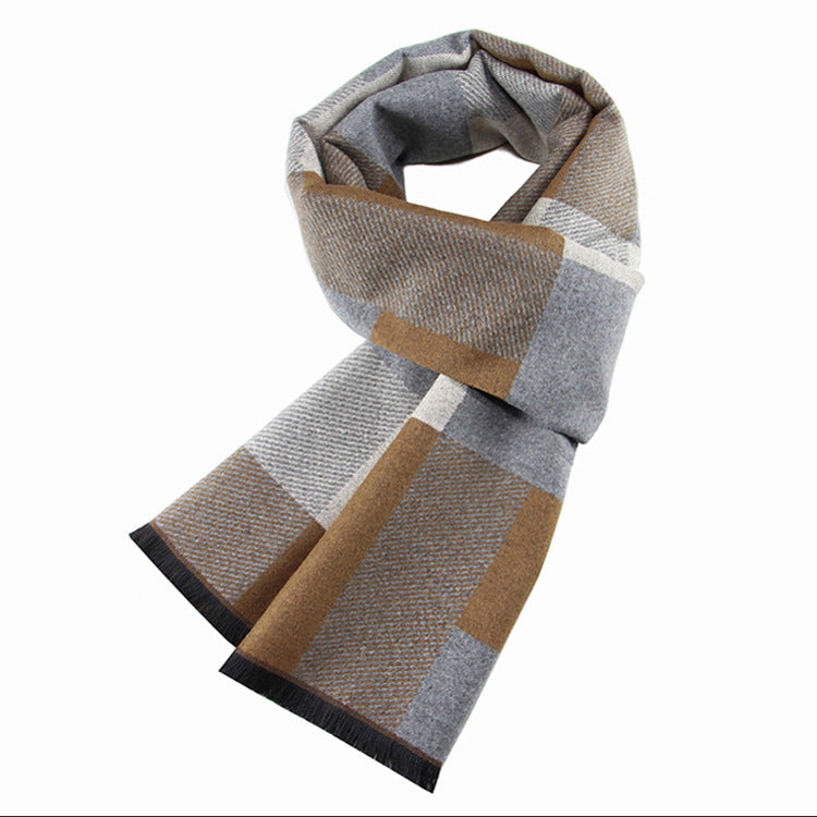 Men's Wool-like Scarf Korean-style Plaid