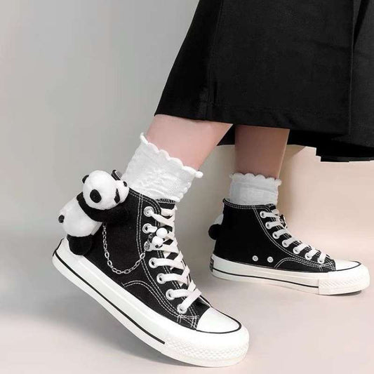 New Cute Panda Canvas Shoes High Top Casual