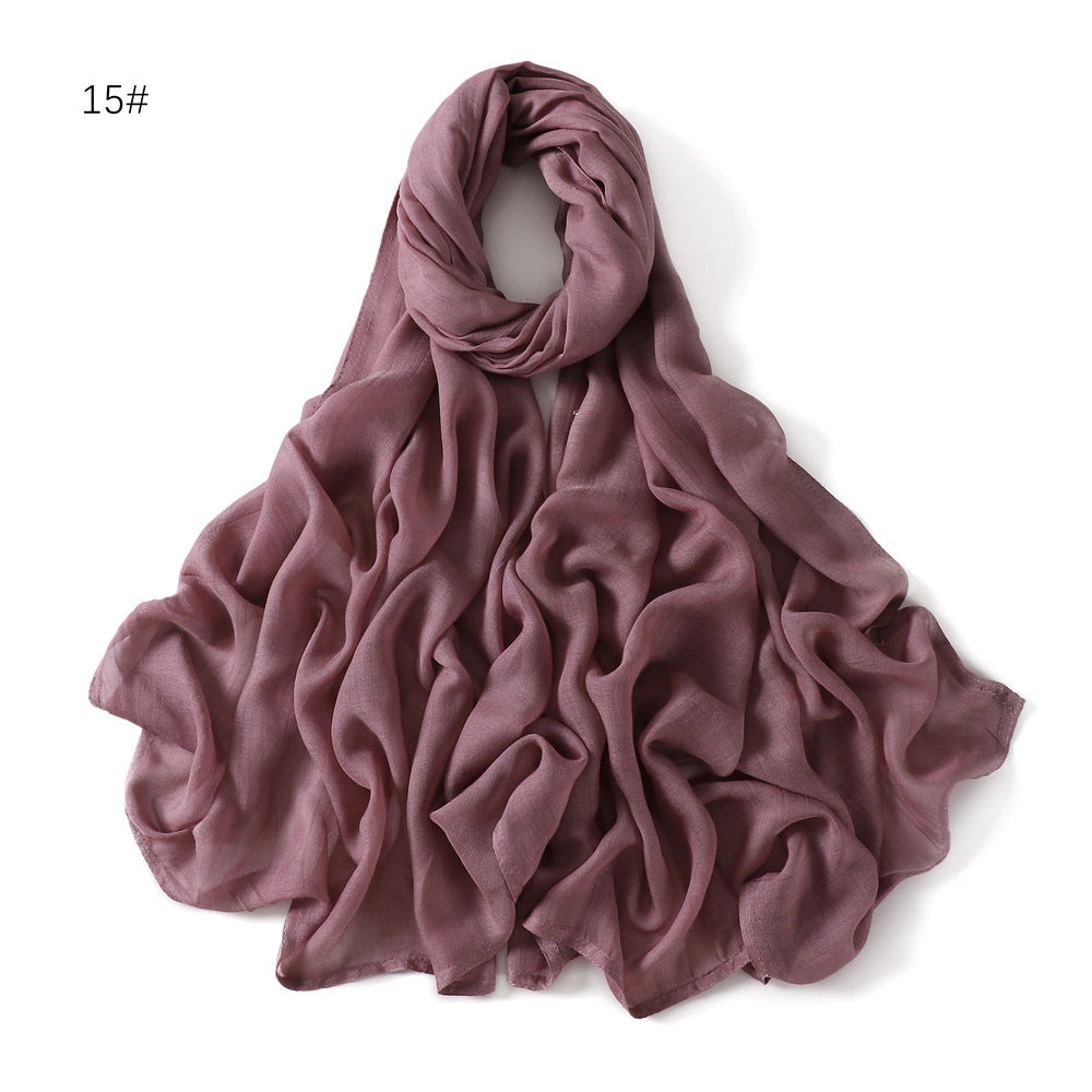 Solid Color Wide-brimmed Cotton And Linen Monochrome Scarf Veil