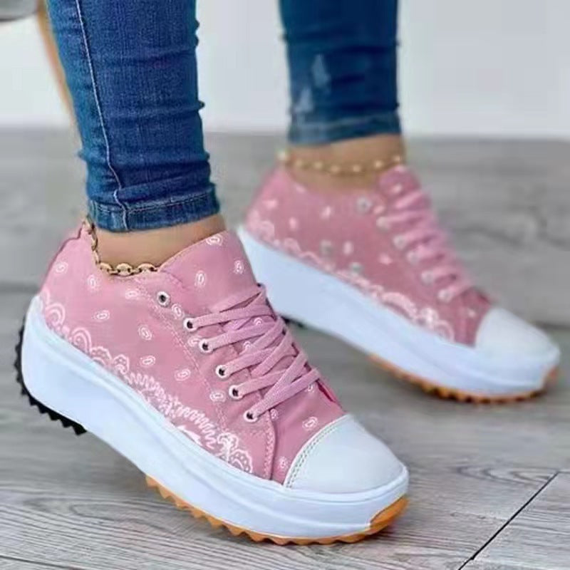 Low-top Platform Printed Canvas Casual Women's Shoes