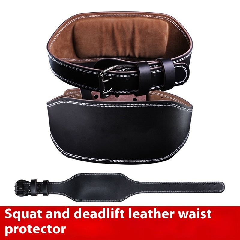 Cowhide Hard Pull Squat Strength Training Sports Belt Weightlifting Fitness Waist Support