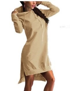 Irregular Hooded Long Sleeve Dress Sweatshirt