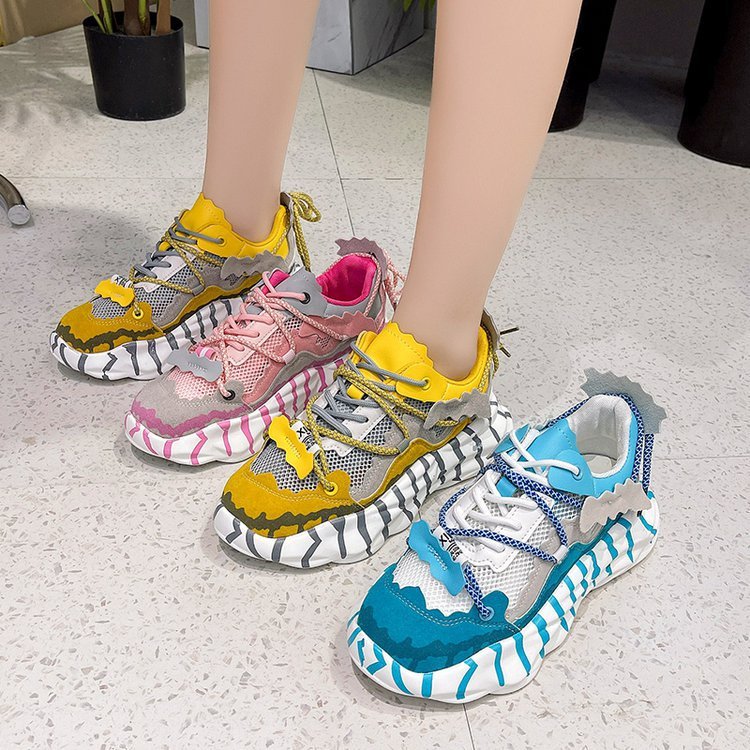 New Transparent Mesh Soft Leather Platform Light Sports Shoes