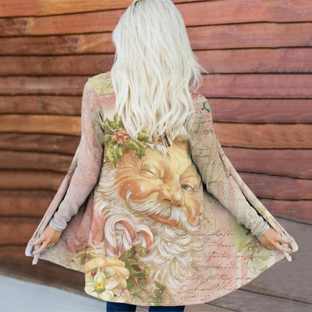 Women's Fashion Christmas Digital Printing Coat