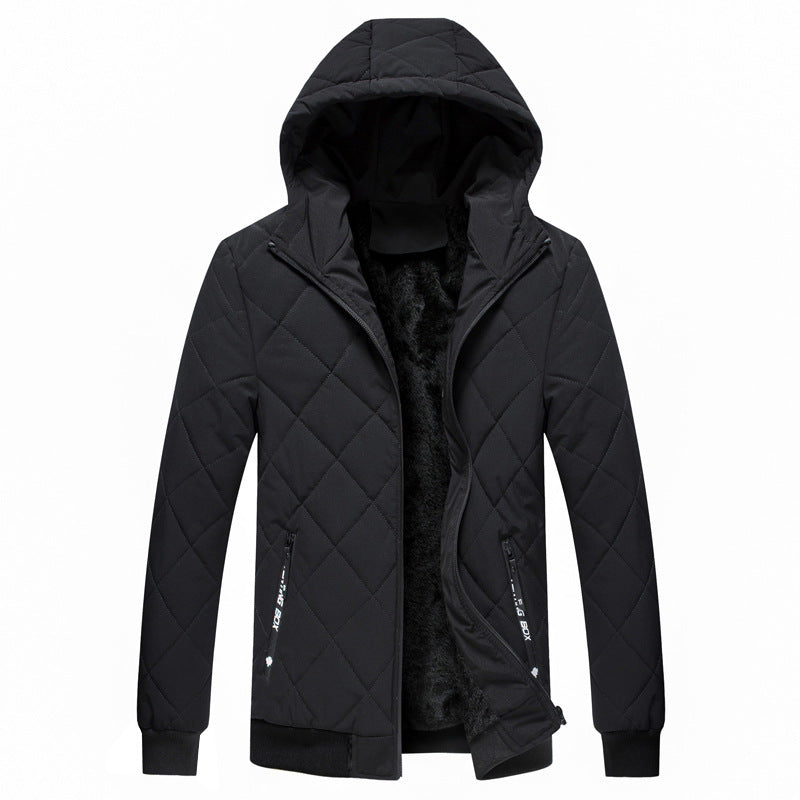 Men's Fall Winter Hooded Velvet Cotton Clothes