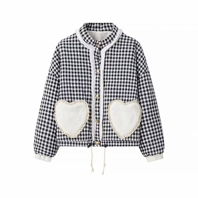 Women's Love Plaid Cotton-padded Coat