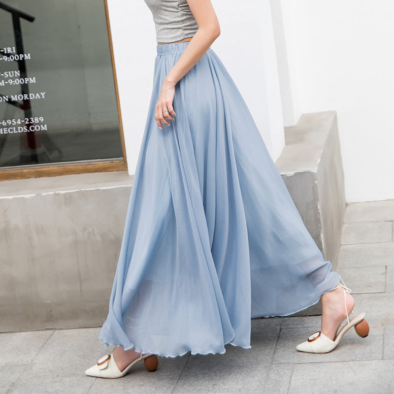 Professional Dance Solid Color High Waist Long Skirt Large Swing Skirt