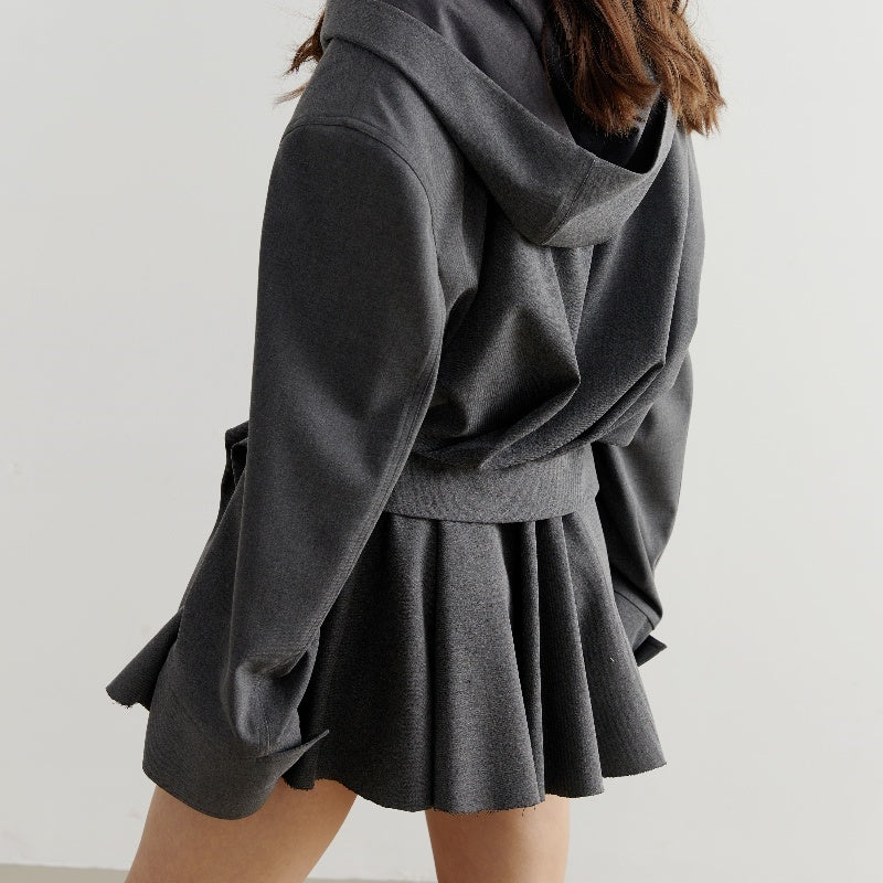 Dark Gray Vertical Cut Irregular Skirt