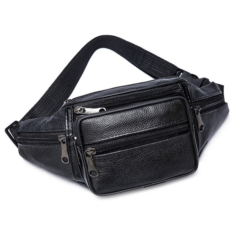 Men's Outdoor Sports And Leisure Top Layer Cowhide Waist Bag