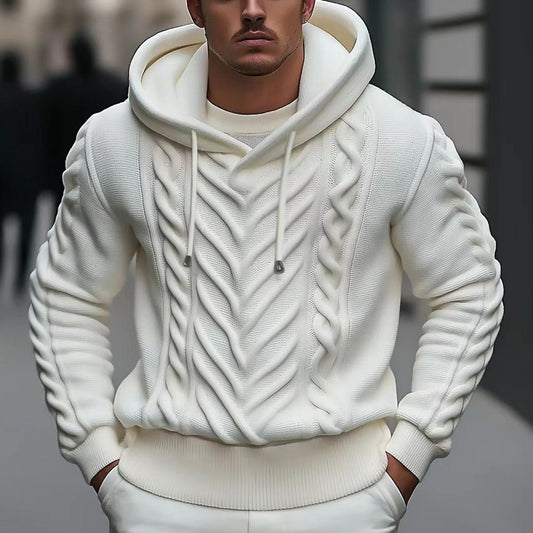 European And American Men's Long Sleeved Hooded Knitted Sweater