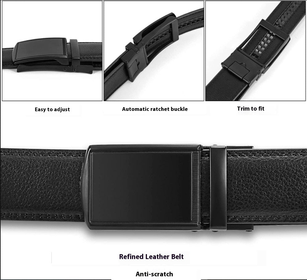 Double-sided Genuine Leather Alloy Grain Reverse Pull Simple Business Casual Pants Belt