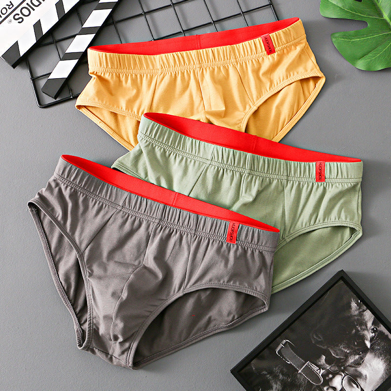 Pure Color Cotton Triangle Low Waist Breathable Men's Underwear Triangle