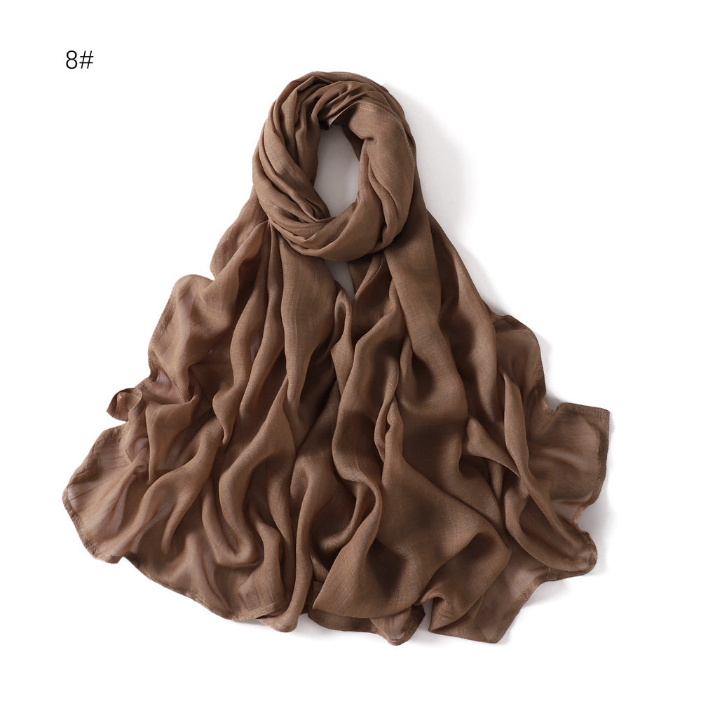 Solid Color Wide-brimmed Cotton And Linen Monochrome Scarf Veil