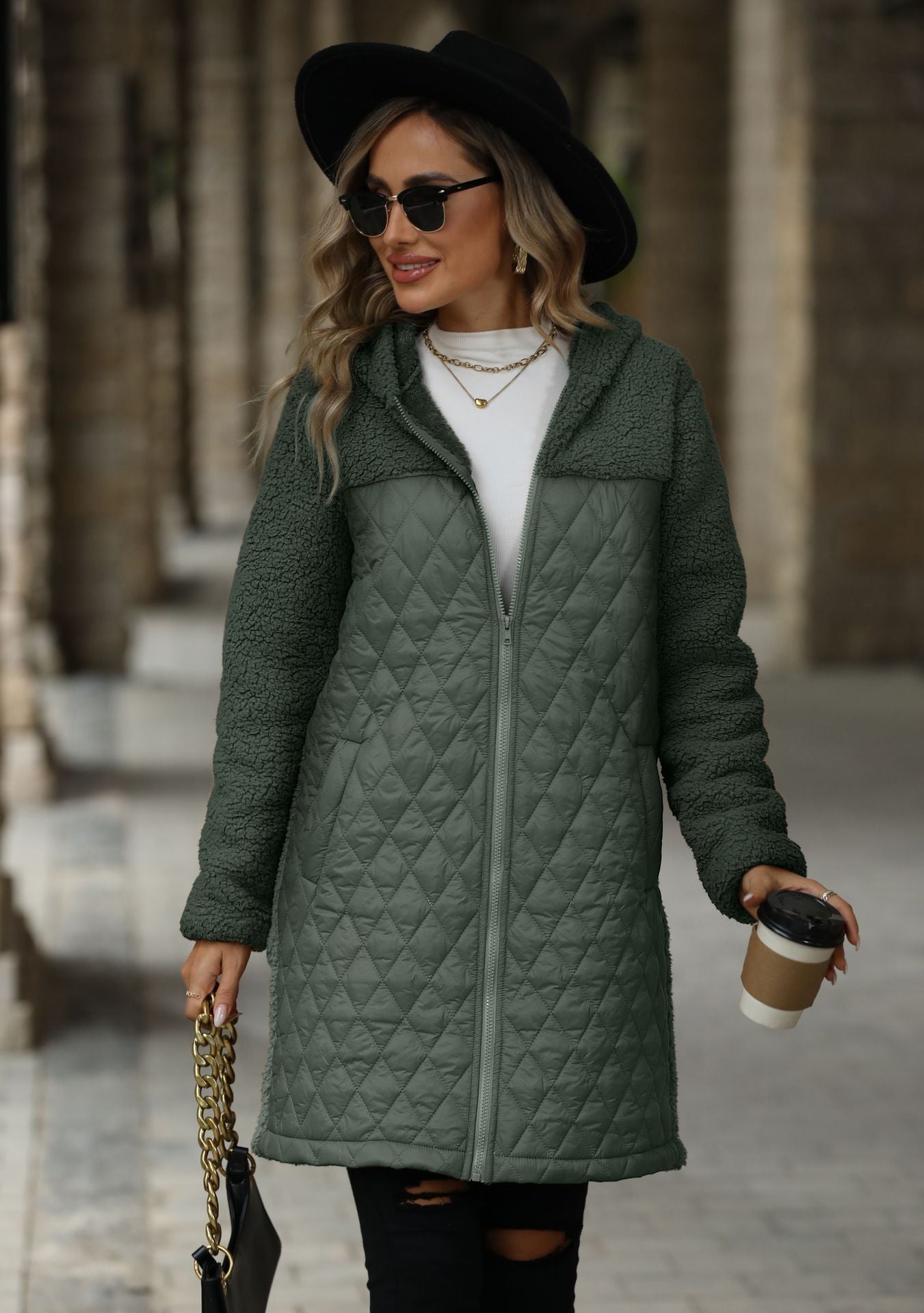 Women's Fashion Hooded Zipper Plush Coat