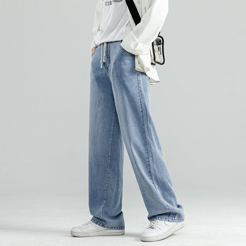 Men's Teen Trend All-match Loose Drawstring Straight-leg Pants