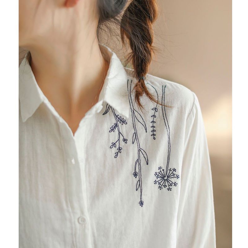 Simple Art Pure Cotton Long Sleeve Shirt