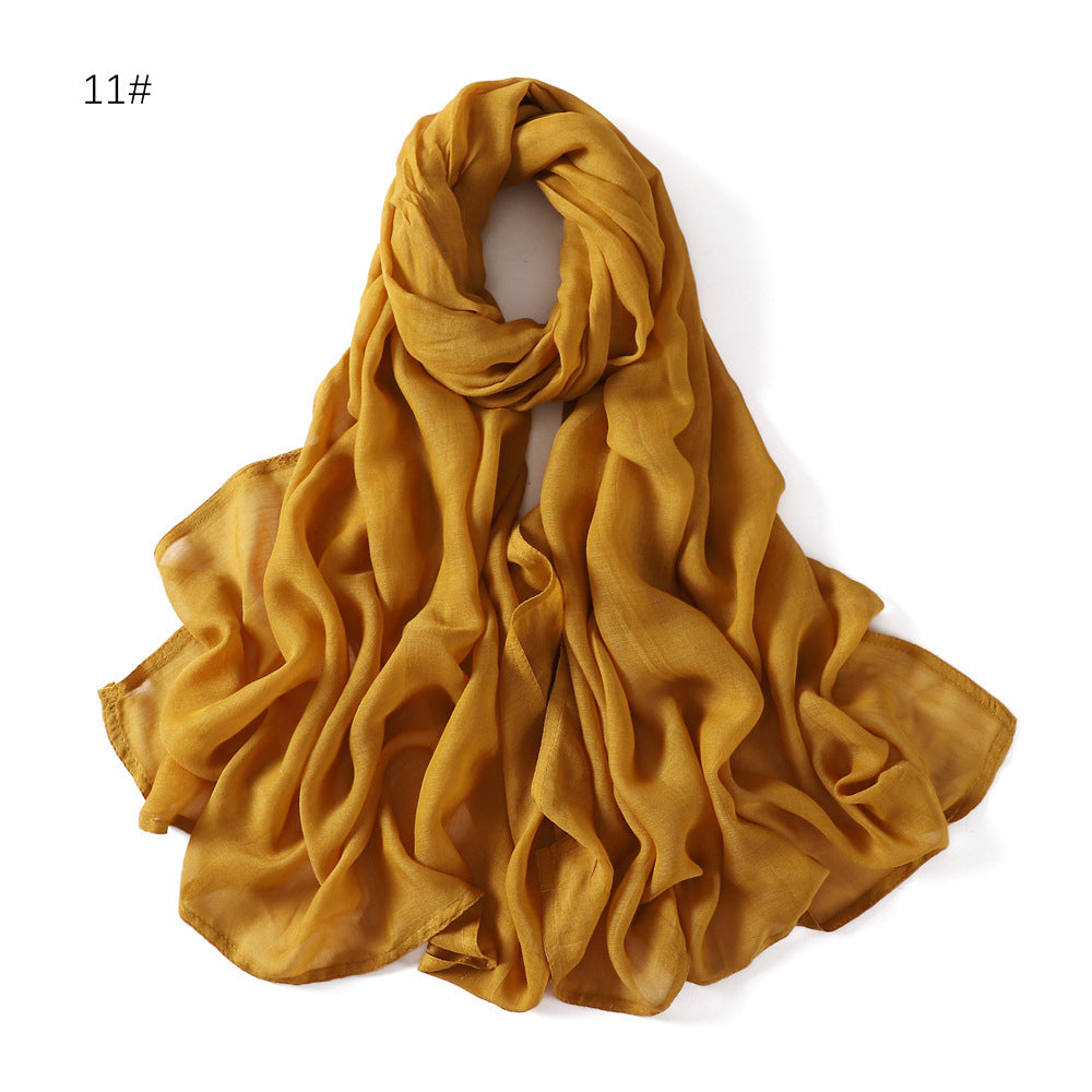 Solid Color Wide-brimmed Cotton And Linen Monochrome Scarf Veil