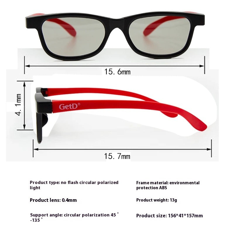 Cinema Sub-transparent Round Polarized Lens Stereo Glasses