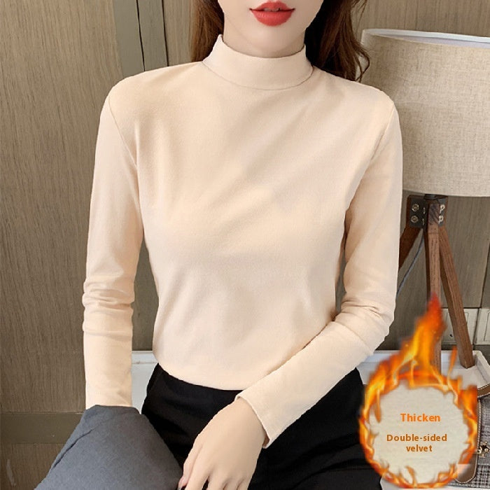 Half Turtleneck Thermal Base Fallwinter Slim All-match Long Sleeve T-shirt