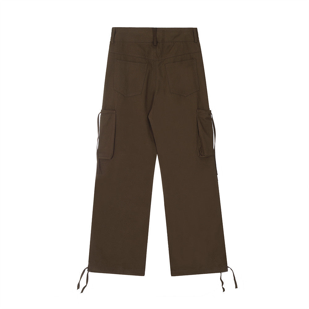 Multi-pocket Straight Cargo Pants Men's Loose