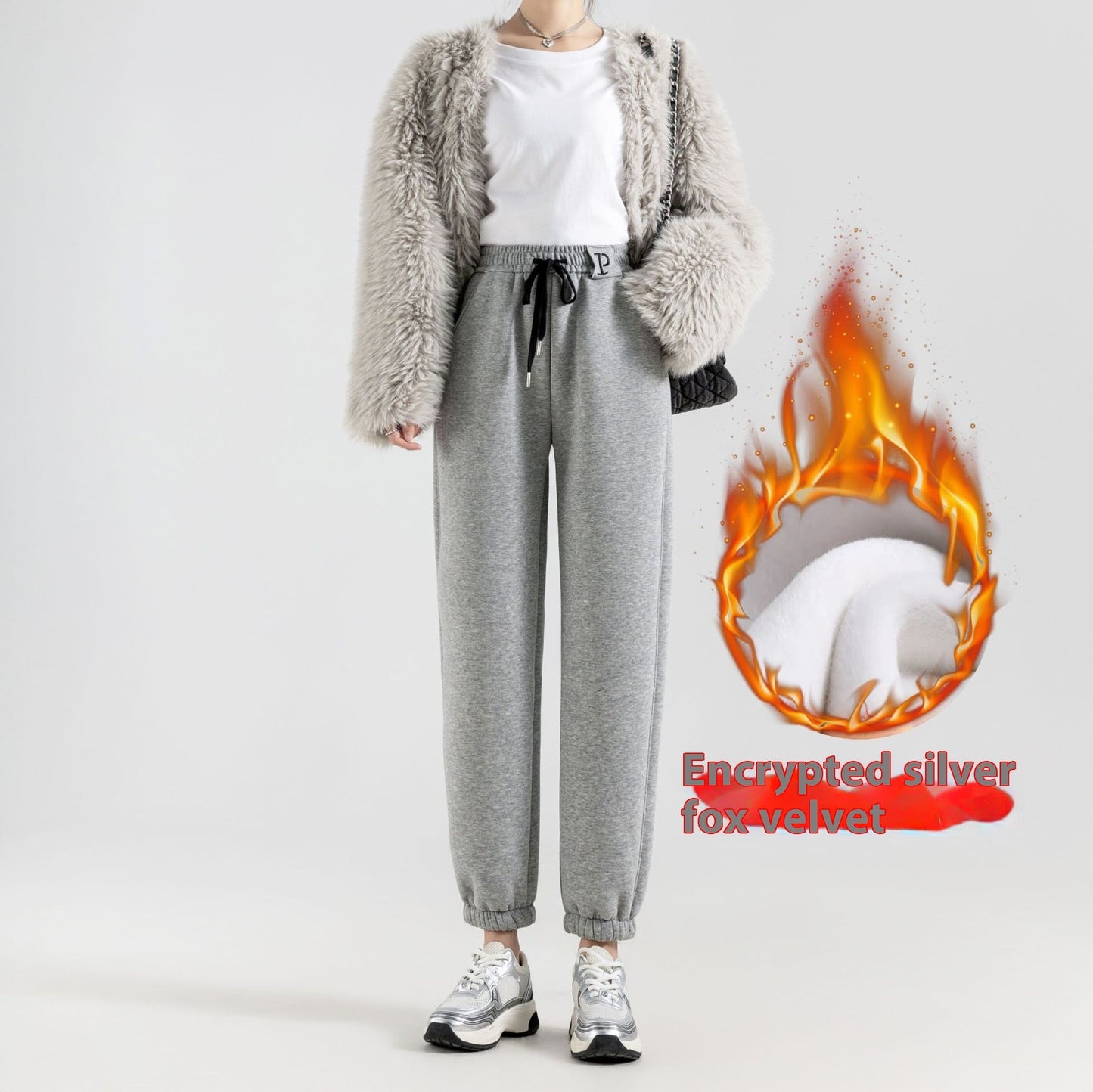 Fleece-lined Casual Harem Pants For Women