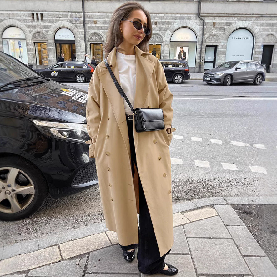 Khaki Double Breasted Trench Coat