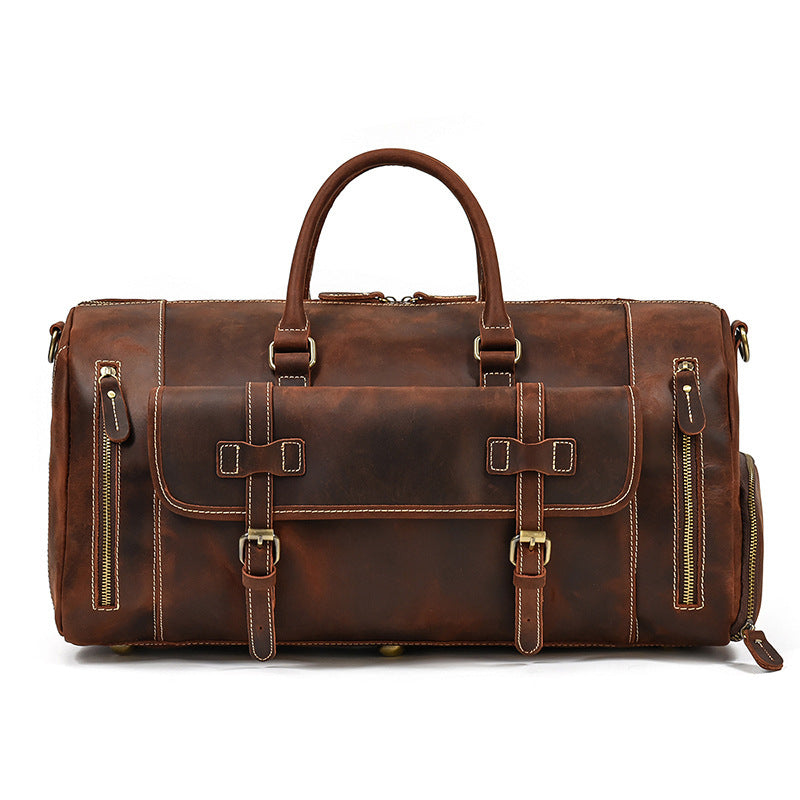 Fashion Vegetable Tanned Leather Travel Bag Men