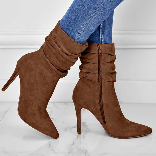 Women's Fashion Suede Pointed High Heels Boots