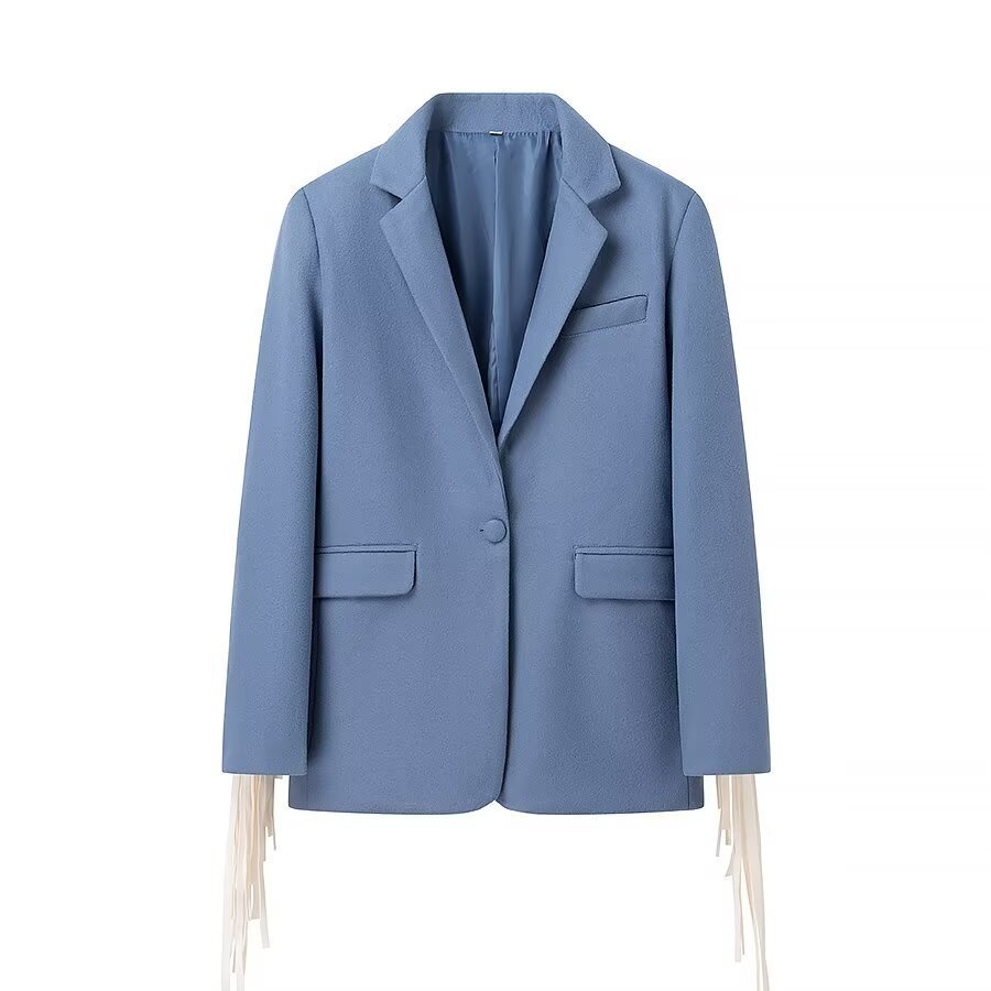 Women's Square Collar Tassel Blazer