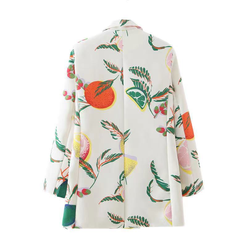 Women's Autumn Fresh Fruit Printed Small Suit