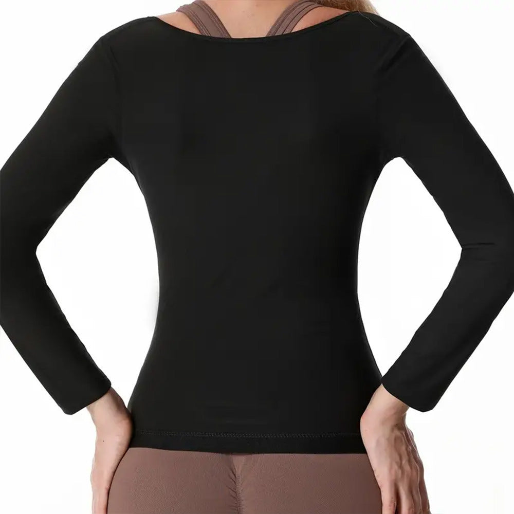 Waist Girdling Belly Contraction Tight Sportswear Long-sleeve Zipper Women's Tops