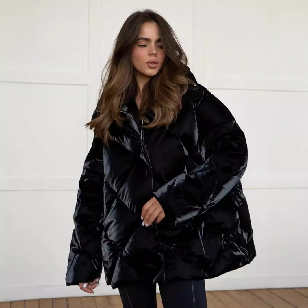 Baggy Matte Glossy Lapel Cotton-padded Coat Casual Jacket