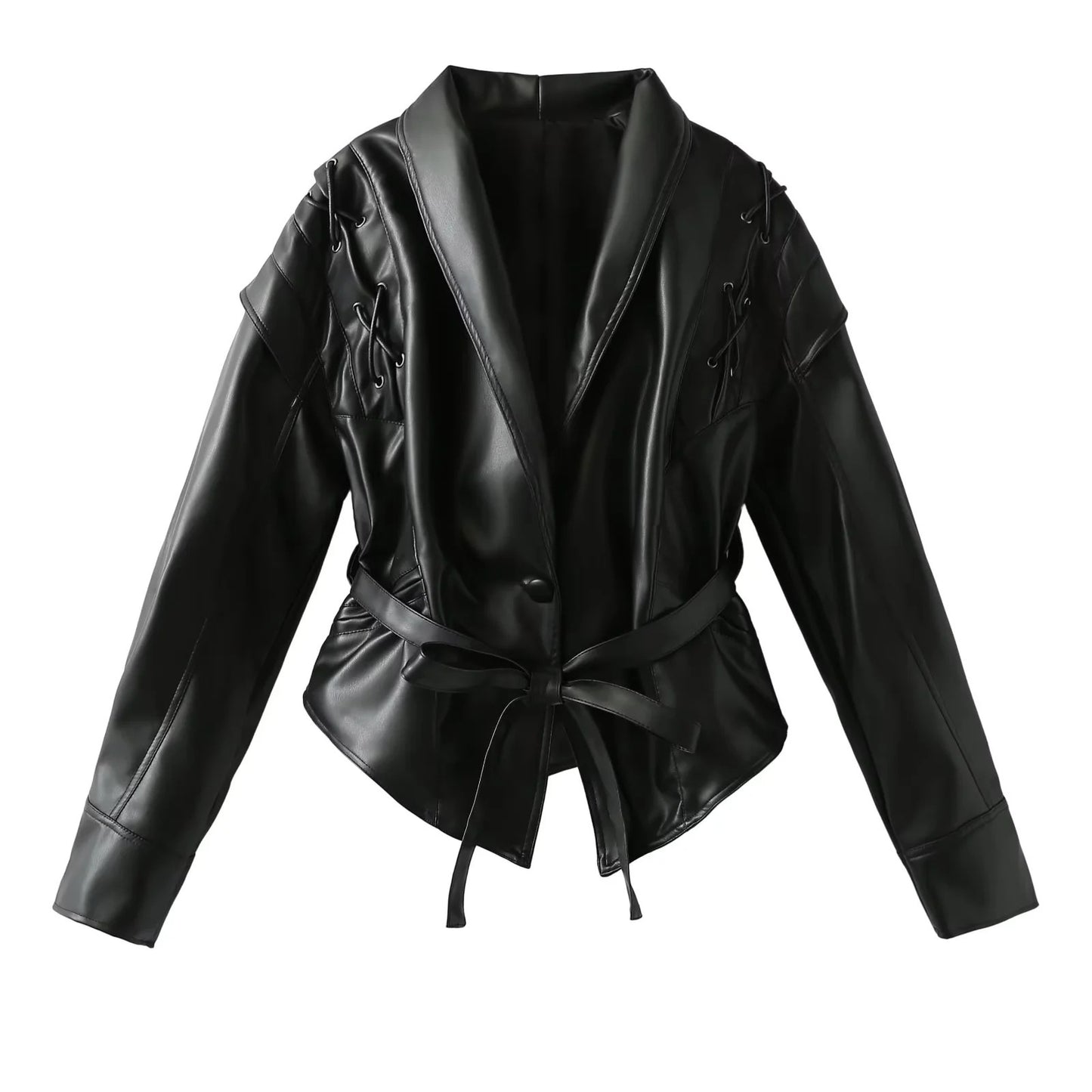 Women's Retro Imitation Leather Jacket Coat