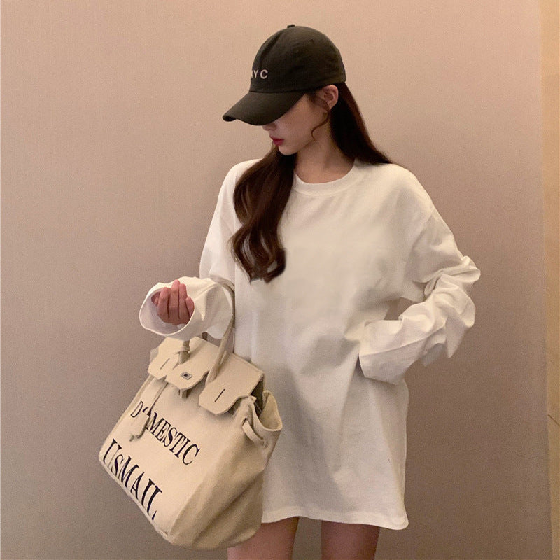 Spring New Loose Sweater Bandage Dress Inner Bottoming Shirt