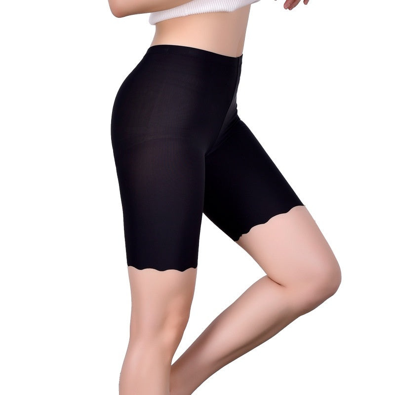 High Waist Ice Silk Seamless Outer Wear Plus-sized Plus-sized Fifth Pants