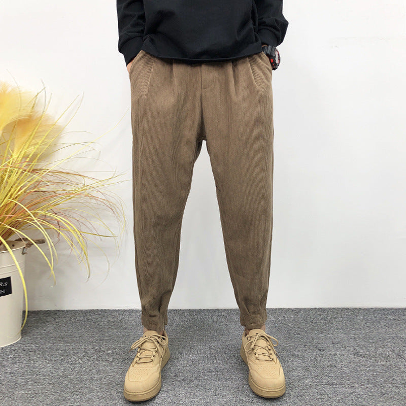 Corduroy Casual Trousers Fleece-lined Loose Wide Leg Pants