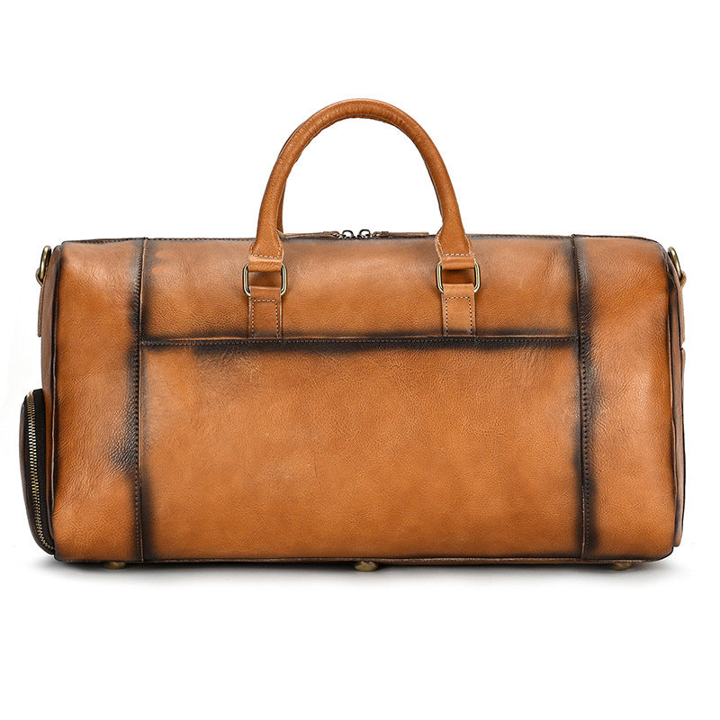 Fashion Vegetable Tanned Leather Travel Bag Men