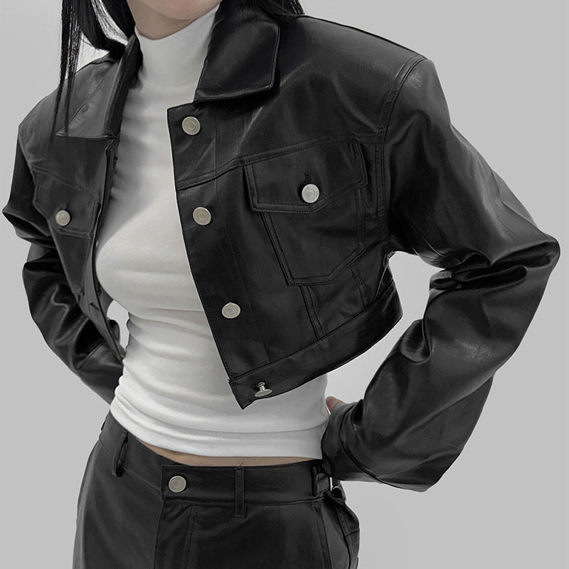 Autumn Hot Girl All-matching Biker's Leather Jacket Women