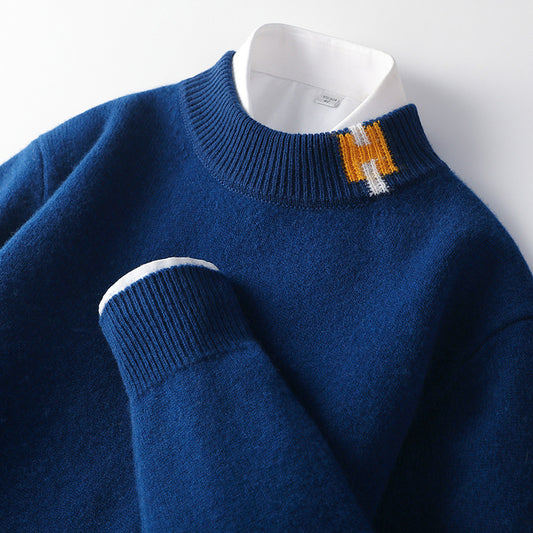 Autumn And Winter New Thickened Solid Color Loose Leisure All-matching Knitted Sweater