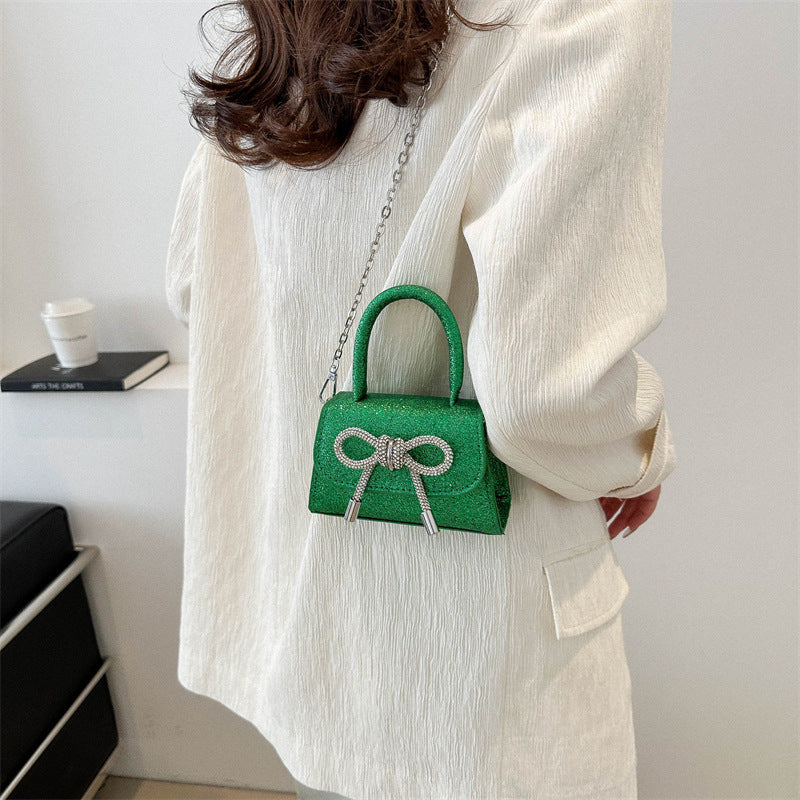 Simple Casual  Bowknot New Fashion Korean Chain Personality Hand-carrying Crossbody Shoulder Small Square Bag