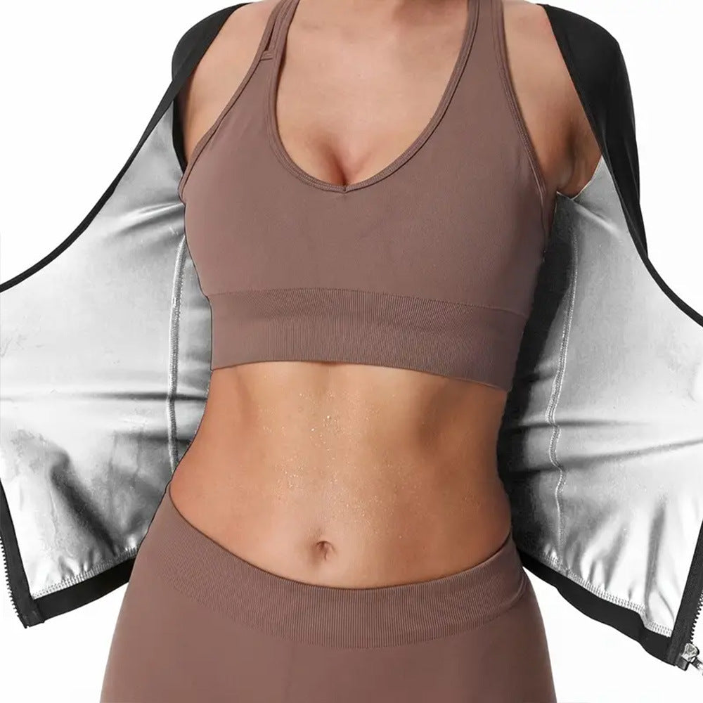 Waist Girdling Belly Contraction Tight Sportswear Long-sleeve Zipper Women's Tops