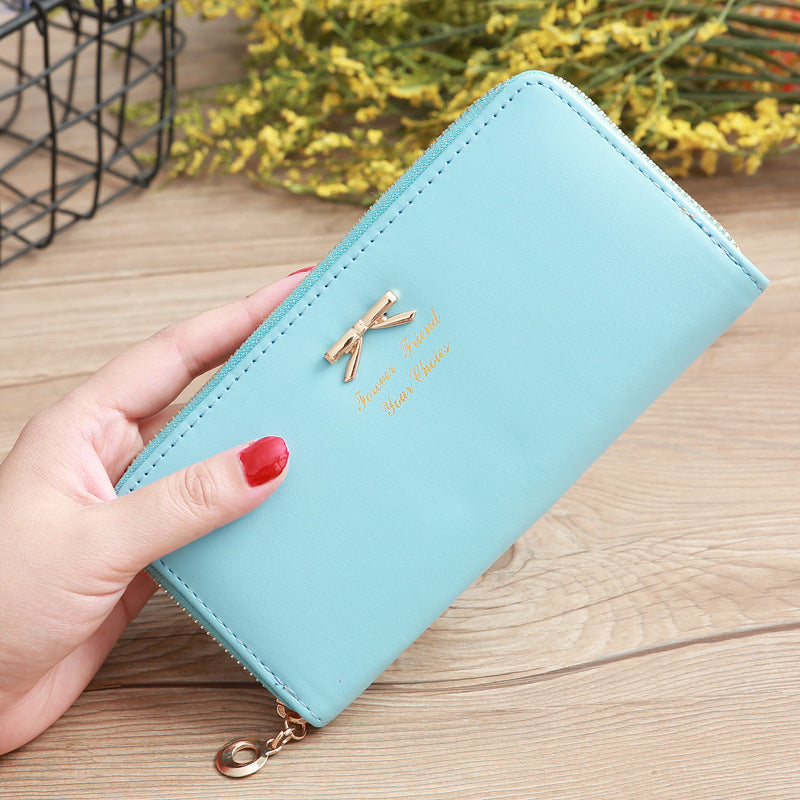 Women's Solid Color Bow Two-layer Wallet