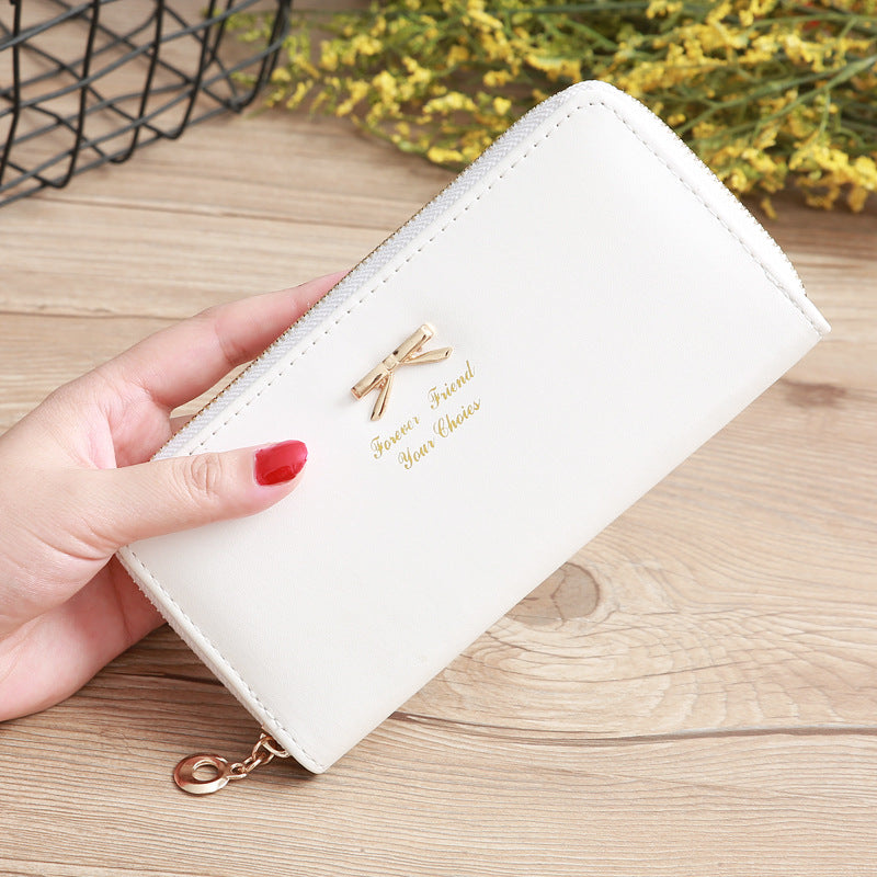 Women's Solid Color Bow Two-layer Wallet