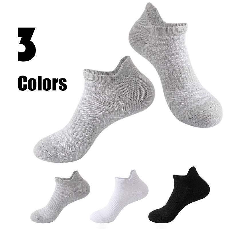 3 Pairs Men Low Athletic Socks Cushion Running Socks Performance Breathable Crew Socks Outdoor Sports Socks