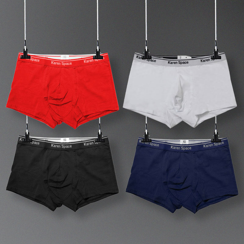 Cotton Men's Solid Color Boxers