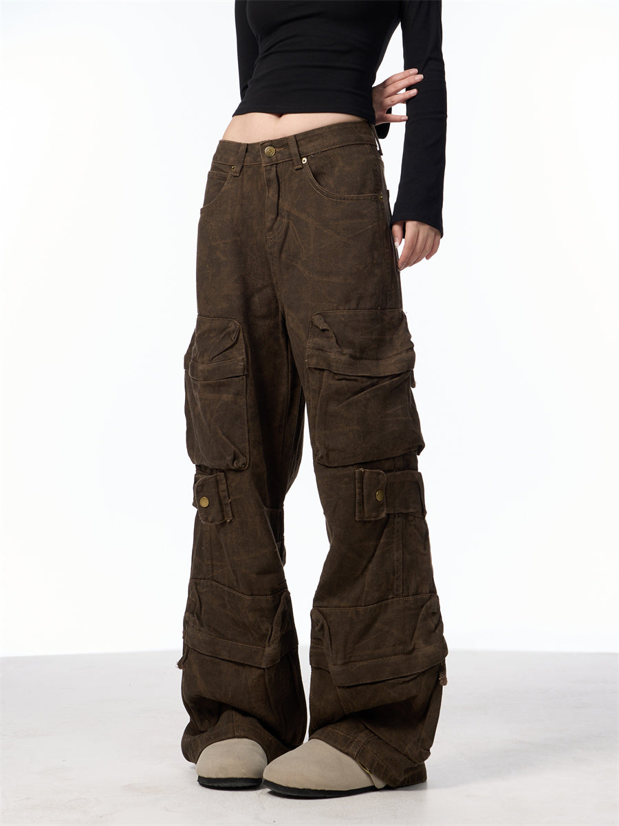 Retro Design Camouflage Cargo Pants Women