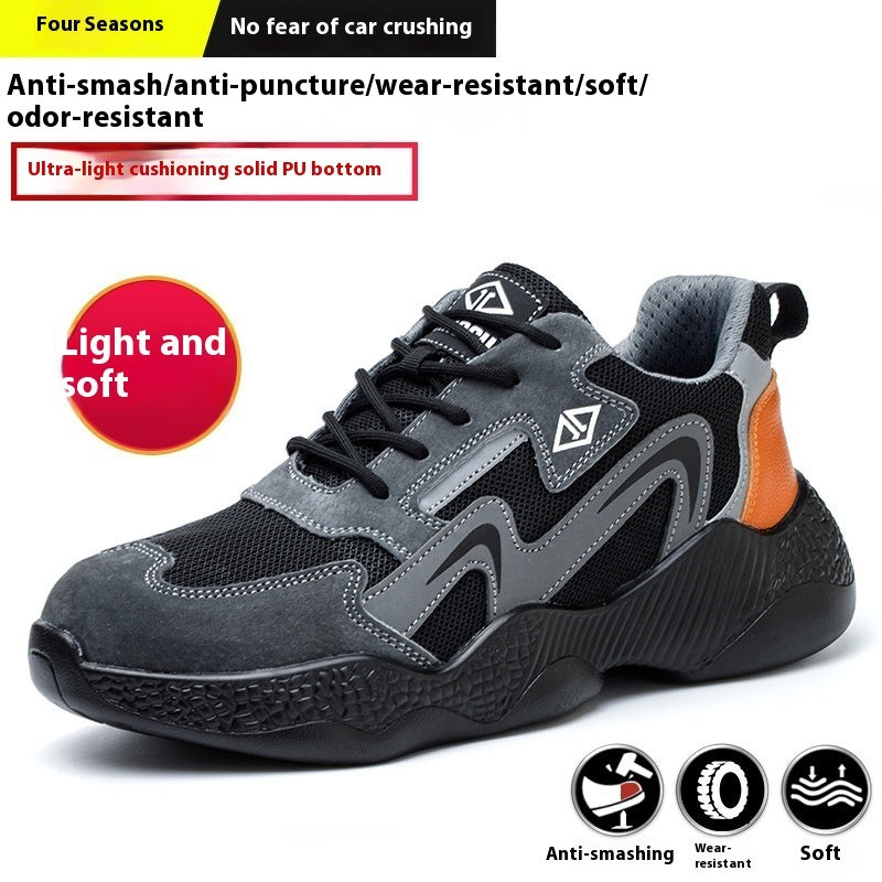 Men's Anti-smashing And Anti-penetration Steel Toe Cap Lightweight And Wear-resistant Work Shoes