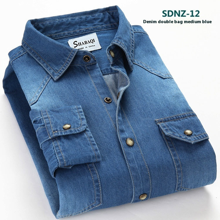 Men's Cotton Denim Long-sleeved Shirt